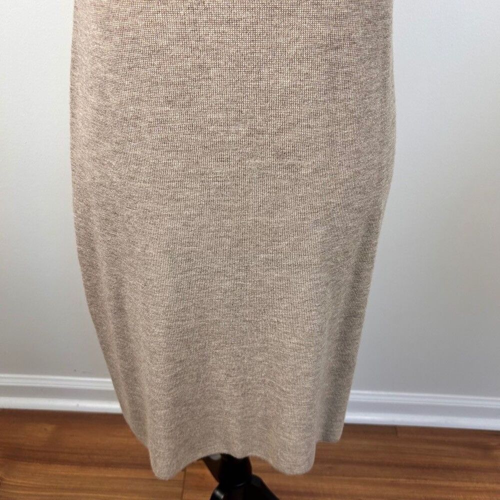 Worth New York Knit Dress Womens Petite P Beige 100% Wool Sleeveless Midi - Picture 4 of 10